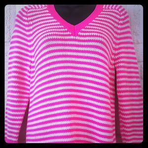 J Crew Collection Pink Stripe Sweater Shirt Size M